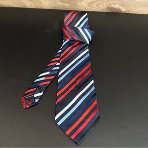 Hugo Boss Classic Red White Blue 100% All Silk Luxury Men’s Neck Tie Executive